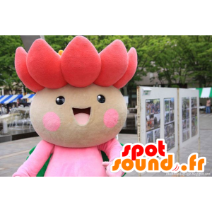 Mascotte de jolie fleur rose et verte, de lotus - MASFR21446 - Mascottes de plantes