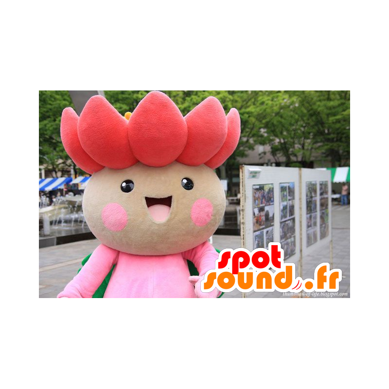 Mascot pen rosa og grønn blomst, lotus - MASFR21446 - Maskoter planter