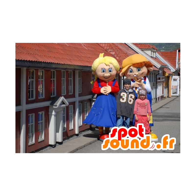 2 mascots Germanic characters, a boy and a girl - MASFR21448 - Mascots child