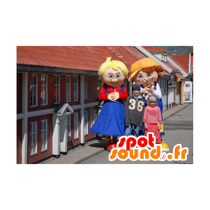 2 mascotte caratteri germanici, un ragazzo e una ragazza - MASFR21448 - Bambino mascotte