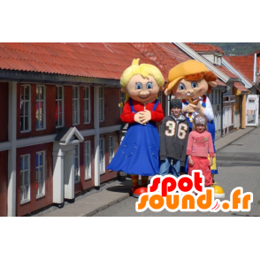 2 mascots Germanic characters, a boy and a girl - MASFR21448 - Mascots child