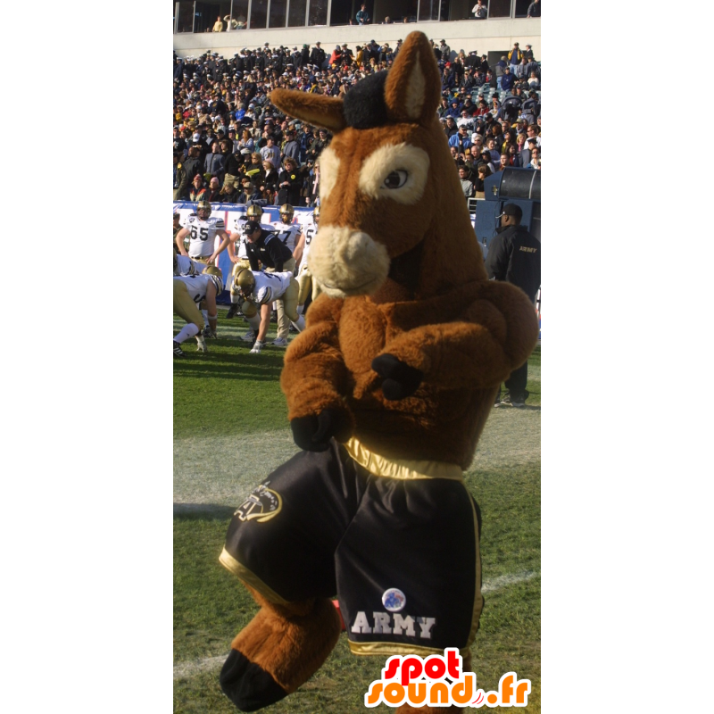 Paard mascotte, bruin en wit veulen - MASFR21452 - Horse mascottes Paard mascotte, bruin en wit veulen - MASFR21452 - Horse mascottes