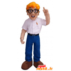 Man mascot of blond engineer with glasses - MASFR21453 - Human mascots