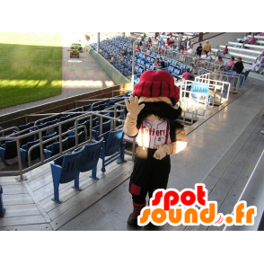 Mascot schnauzbärtige Mann mit einem großen roten Kappe - MASFR21455 - Menschliche Maskottchen