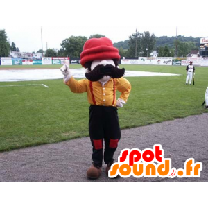 Mascot mustachioed mann med en stor rød cap - MASFR21455 - Man Maskoter