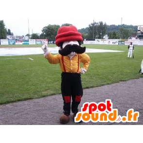 Mascot uomo baffuto con un grande cappello rosso - MASFR21455 - Umani mascotte