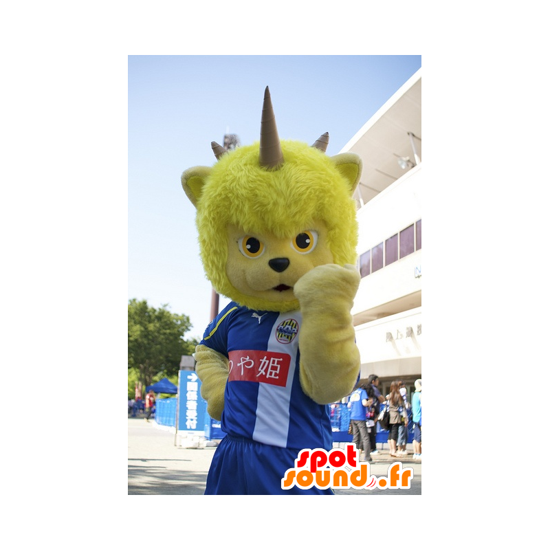 Mascot gele beer, fantastisch wezen met horens - MASFR21456 - Bear Mascot