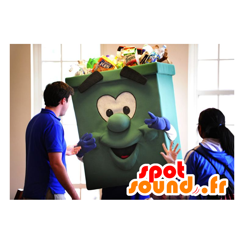 Mascot reuze groene bin - Recycling mascotte - MASFR21459 - mascottes objecten