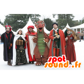 Maskottchen-orange und grün Dinosaurier, Riese und beeindruckend - MASFR21460 - Maskottchen-Dinosaurier