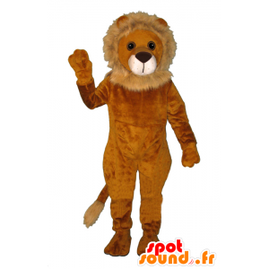 Lion Maskottchen orange und beige, weich und haarig - MASFR21461 - Löwen-Maskottchen