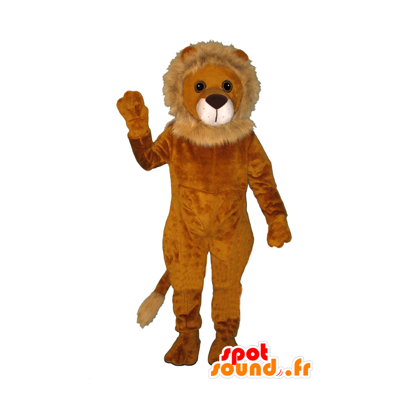 Mascotte de lion orange et beige, doux et poilu - MASFR21461 - Mascottes Lion