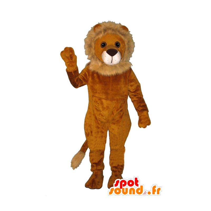 λιοντάρι μασκότ πορτοκαλί και μπεζ, απαλό και τριχωτό - MASFR21461 - Λιοντάρι μασκότ