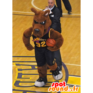 Brun hundmaskot i basketdräkt - Spotsound maskot