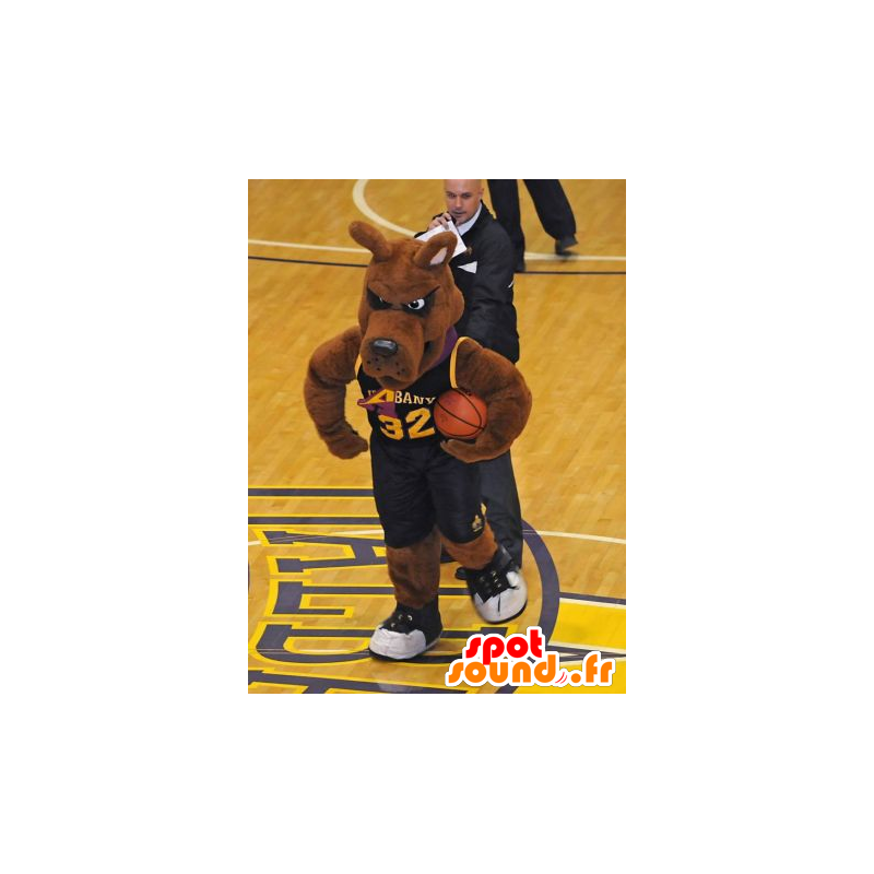 Mascotte de chien marron en tenue de basketteur - MASFR21464 - Mascottes de chien Mascotte de chien marron en tenue de basketteur - MASFR21464 - Mascottes de chien