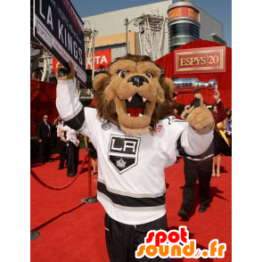 Brown mascotte leone con una grande criniera peloso - MASFR21466 - Mascotte Leone