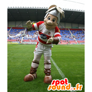 Knight Mascot with headphones and vintage shoes - MASFR21472 - Mascots of Knights