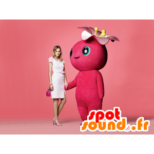 Mascot pink snowman, giant flowery - MASFR21473 - Mascots unclassified