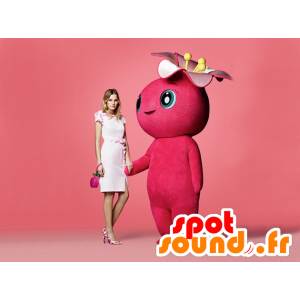 Mascotte rosa pupazzo di neve, fiorito gigante - MASFR21473 - Mascotte non classificati