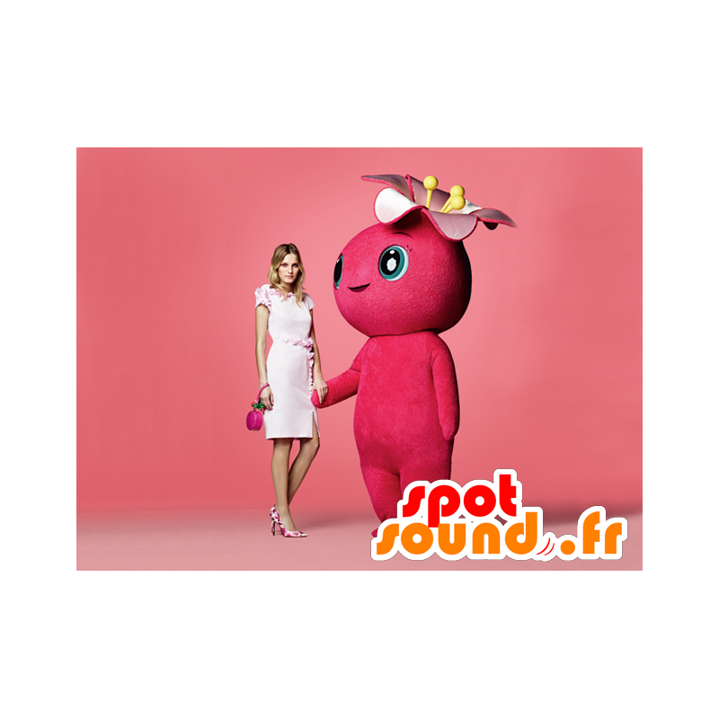 Mascot Pink collega-reus en bloemen - MASFR21473 - Niet-ingedeelde Mascottes