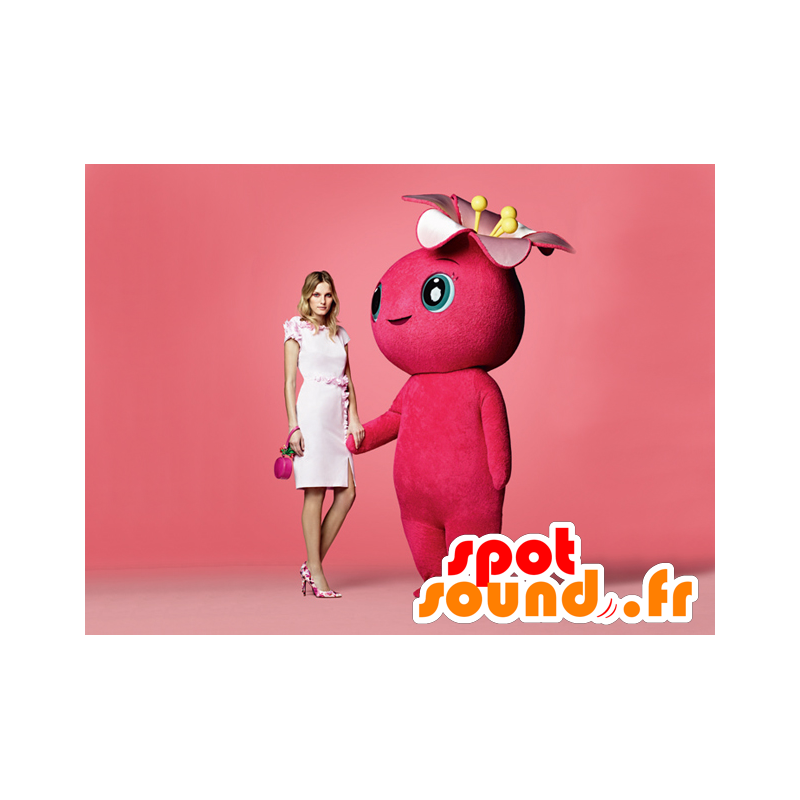 Mascot Pink kaveri jättiläinen ja kukat - MASFR21473 - Mascottes non-classées