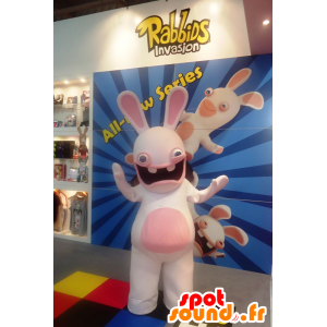 Rabbid maskot, bílá a růžová - MASFR21480 - maskot králíci