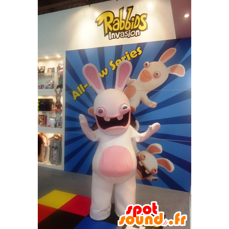 Rabbid mascot, white and pink - MASFR21480 - Rabbit mascot