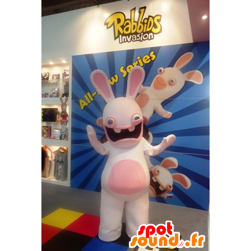 Rabbid maskot, hvit og rosa - MASFR21480 - Mascot kaniner