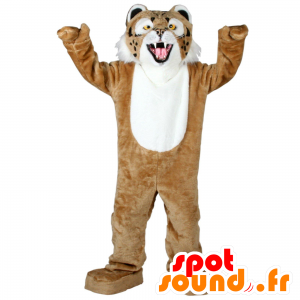 Mascotte de léopard, de guépard, marron, blanc et noir - MASFR21481 - Mascottes Tigre