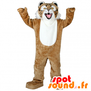 Leopardmaskot, gepard, brun, vit och svart - Spotsound maskot