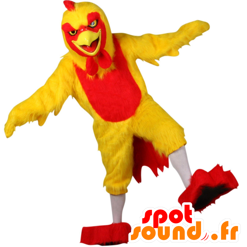 Mascota de gallina, amarillo y gallo rojo - MASFR21482 - Mascota de gallinas pollo gallo