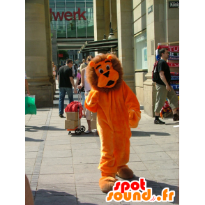 Leeuw mascotte oranje en bruin, leuk en al harige - MASFR21486 - Lion Mascottes