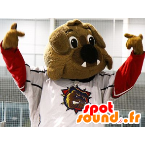 Hnědý buldok maskot v sportswear - MASFR21488 - sportovní maskot