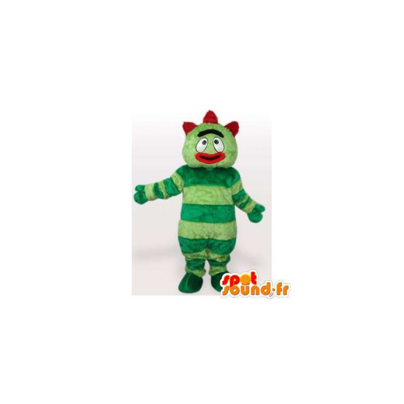 Grön monster maskot. Grön hårig kostym - Spotsound maskot