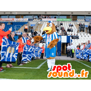 Mascot brun fugl, hvit og gul - MASFR21491 - Mascot fugler