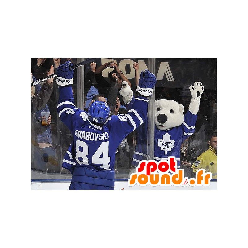 Mascot polar bear, polar bear, hockey outfit - MASFR21498 - Bear mascot