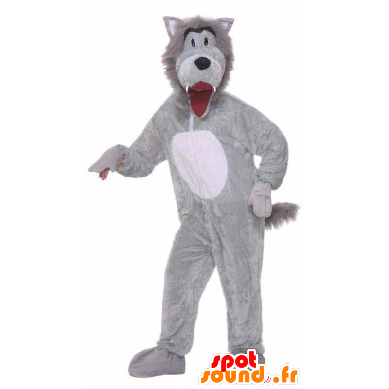Grey Wolf mascotte e completamente personalizzabile bianco - MASFR21503 - Mascotte lupo