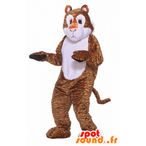 Tigre arancione mascotte, bianco e nero - MASFR21506 - Mascotte tigre