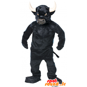 Buffalo maskotti, musta sonni, erittäin vaikuttava - MASFR21513 - Mascotte de Taureau
