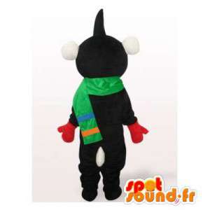 Bear mascot with a black and white scarf - MASFR006465 - Bear mascot