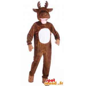 Brown and white reindeer mascot, giant - MASFR21517 - Animals of the forest