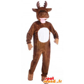 Brown and white reindeer mascot, giant - MASFR21517 - Animals of the forest