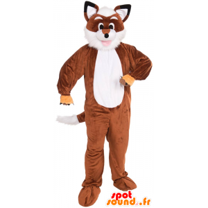 Mascot naranja y zorro blanco, todo velludo - MASFR21519 - Mascotas Fox