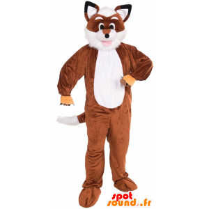 Mascot oranje en witte vos, alle harige - MASFR21519 - Fox Mascottes