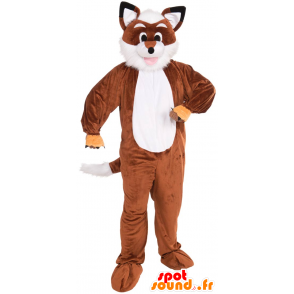 Mascotte de renard orange et blanc, tout poilu - MASFR21519 - Mascottes Renard