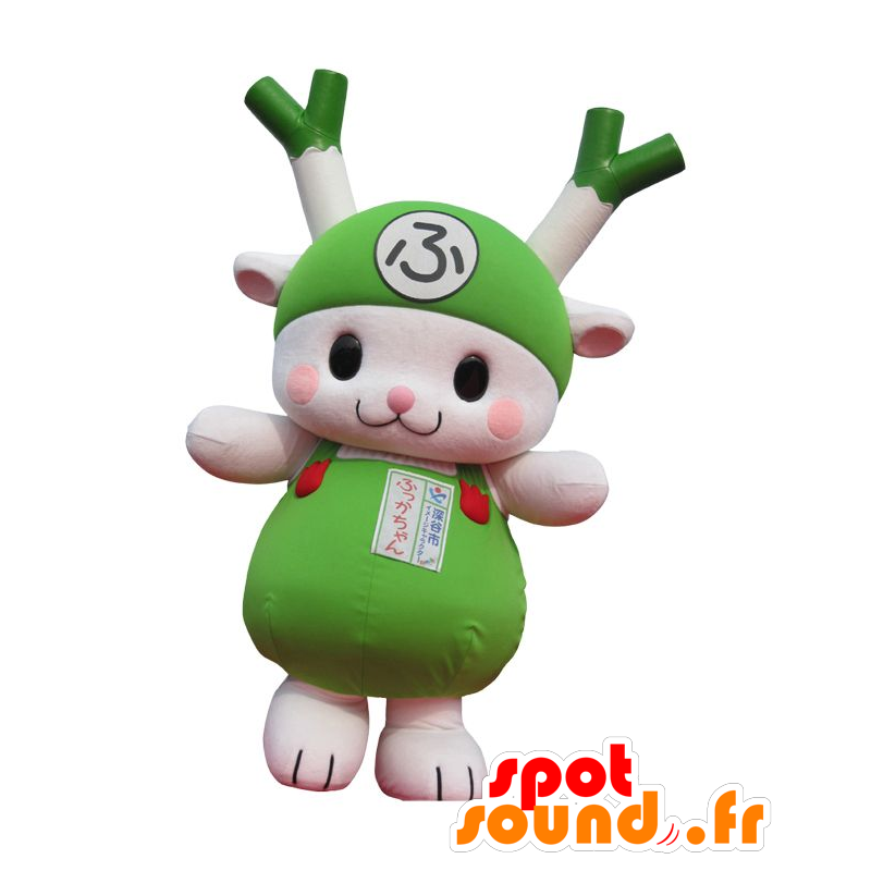 Mascot groene en witte prei, konijn, groene groente - MASFR21520 - Mascot konijnen