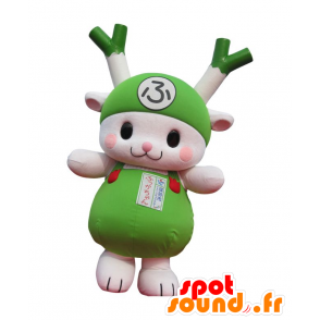 Mascotte de poireau vert et blanc, de lapin, de légume vert - MASFR21520 - Mascotte de lapins