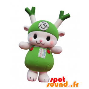 Maskottchen-grünen und weißen Lauch, Kaninchen, grüne Gemüse - MASFR21520 - Hase Maskottchen