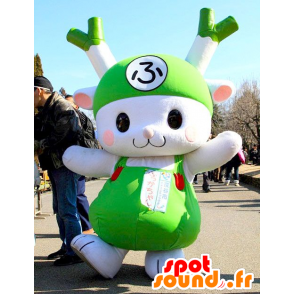 Mascot green and white leek, rabbit, green vegetable - MASFR21520 - Rabbit mascot