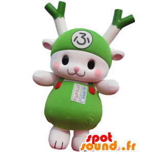 Mascot zelená a bílá pórek, králík, listová zelenina - MASFR21520 - maskot králíci