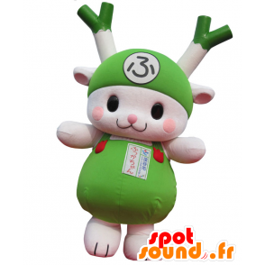 Mascot green and white leek, rabbit, green vegetable - MASFR21520 - Rabbit mascot